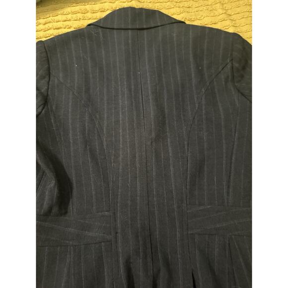 Women’s Navy Blue Striped Blazer Dress Suit Jacket Apt9 Stretch Size 6 - Picture 9 of 13